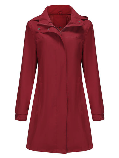Solid Color Long Sleeve Windbreaker Coat