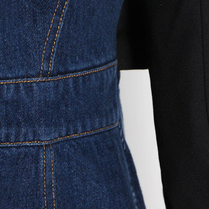 Denim Splicing Slim Blazer