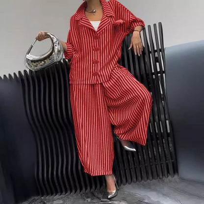 Wide Leg Pinstripe Loose Casual Sets