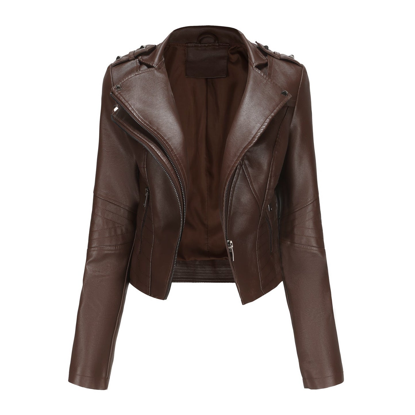 Slim Fit Long Sleeved Leather Jacket
