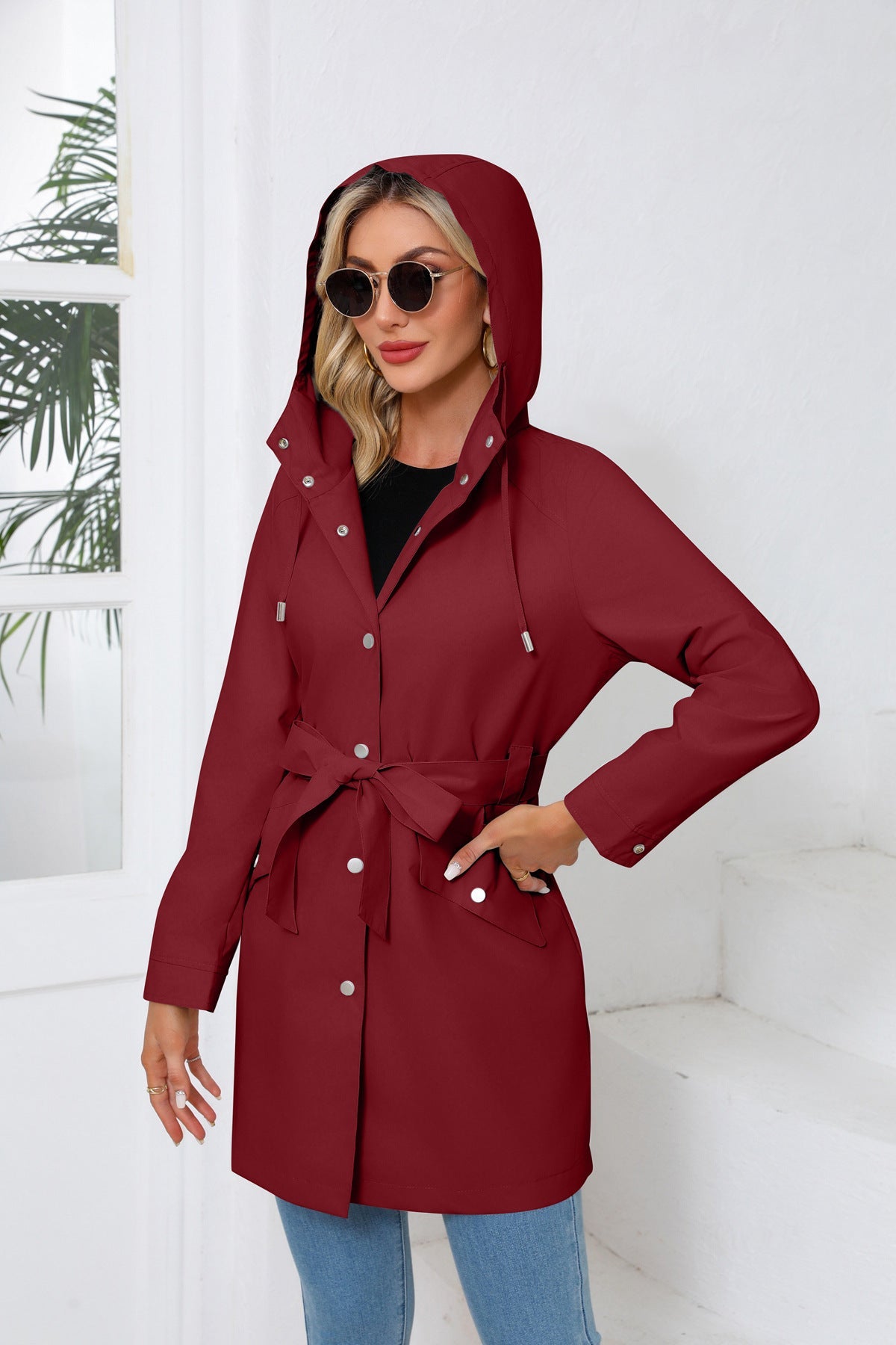 Hooded Waterproof Loose Trench Coat