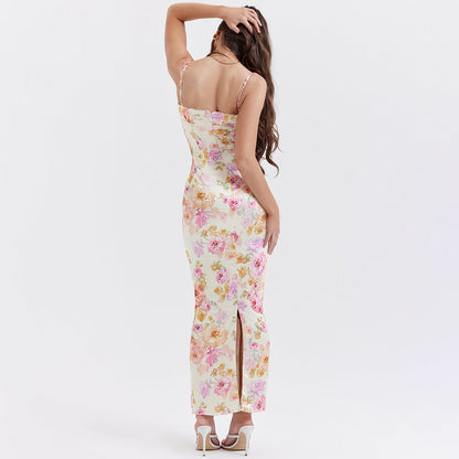Printed Open Back Floral Dress