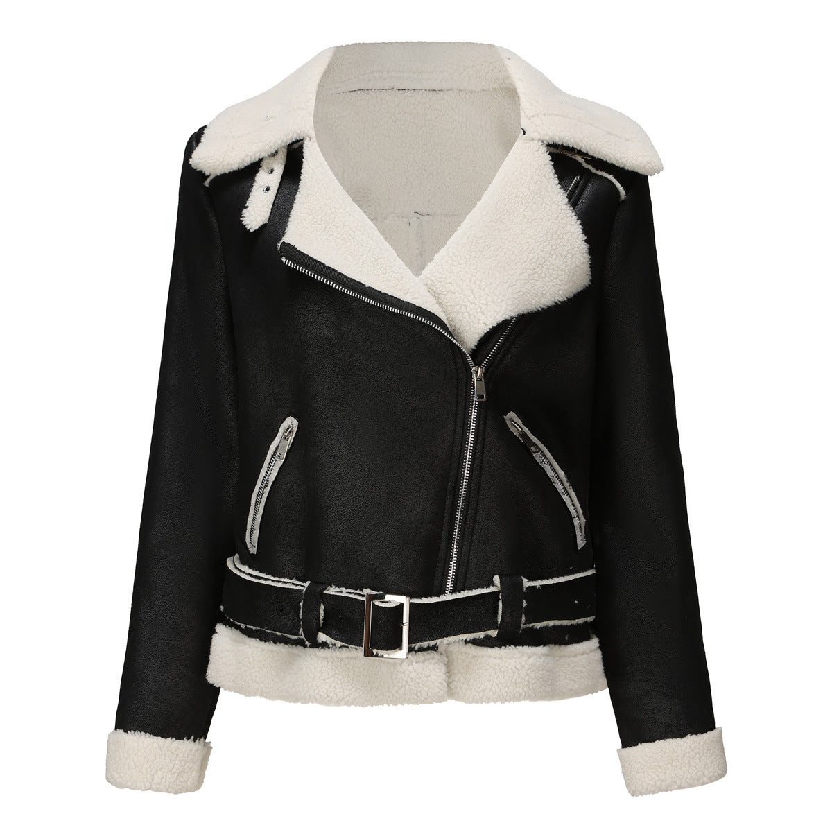 Vegan Leather Shearling Jacket