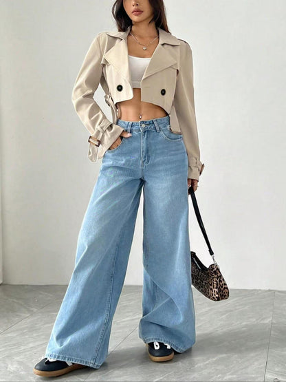 Belt Short Trench Short Jacket