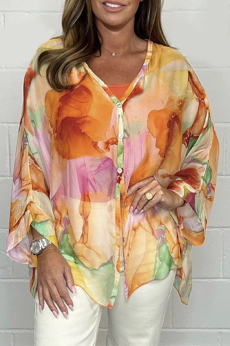 Summer Floral Printed Chiffon Shirt