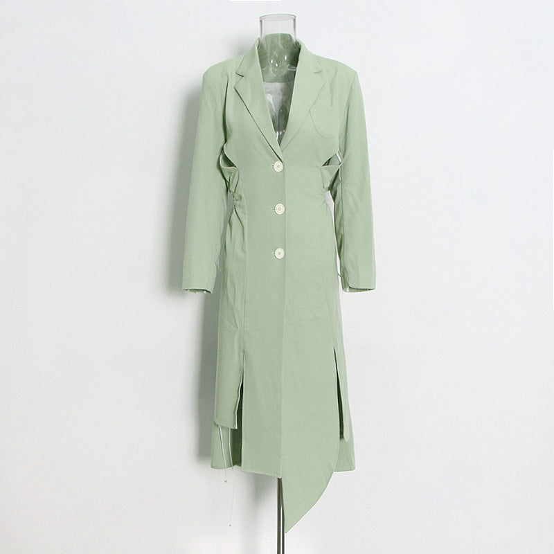 Matcha Green Slim Trench Coat Blazer