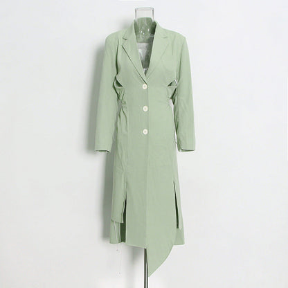 Matcha Green Slim Trench Coat Blazer