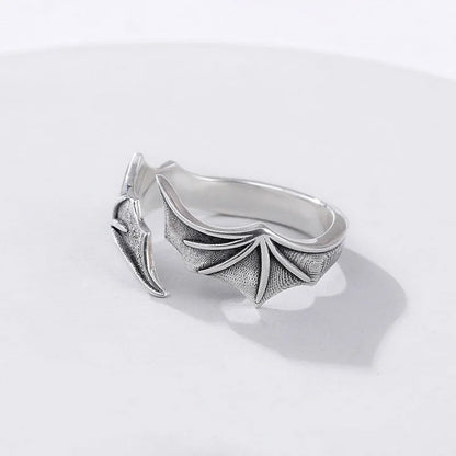 Open Band Ring with Textured Wing Detail