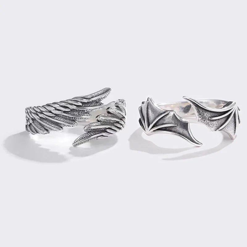 Open Band Ring with Textured Wing Detail