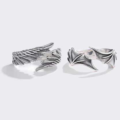 Open Band Ring with Textured Wing Detail