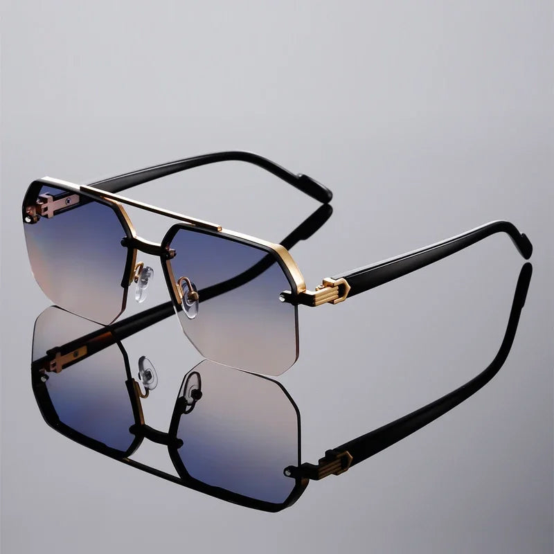 Oversized Rimless Sunglasses with Gradient Lenses