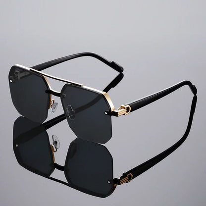 Oversized Rimless Sunglasses with Gradient Lenses