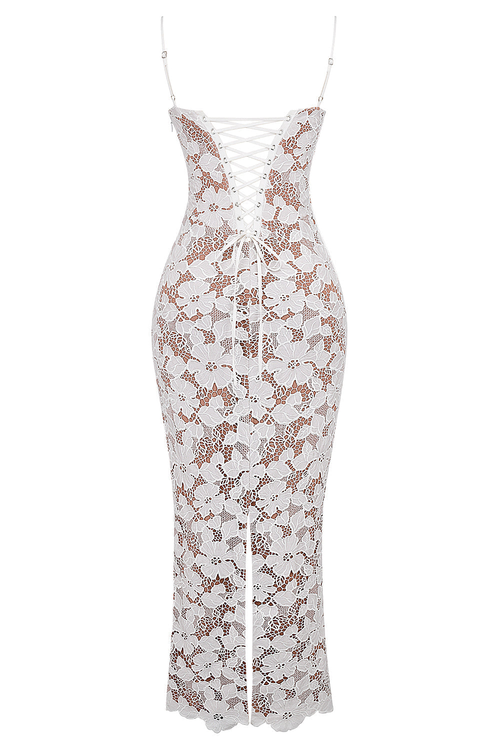 Lace Tie-Up Slip Maxi Dress