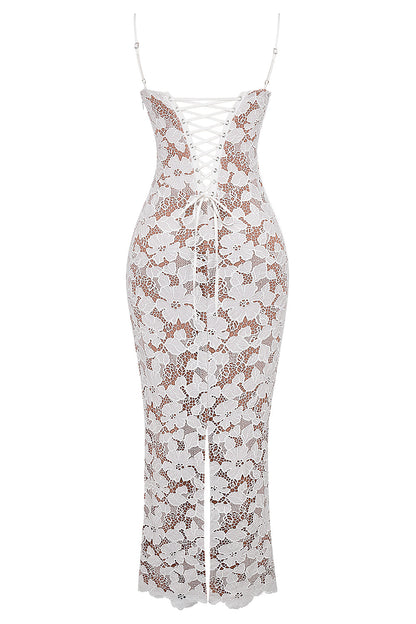 Lace Tie-Up Slip Maxi Dress