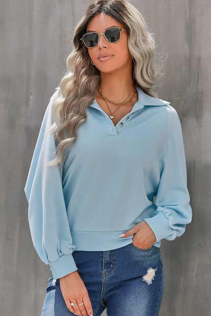Blue Zone Planet | Quarter-Button Collared Sweatshirt