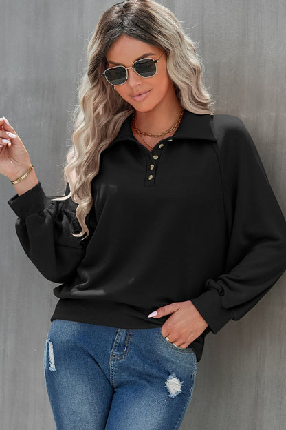 Blue Zone Planet | Quarter-Button Collared Sweatshirt