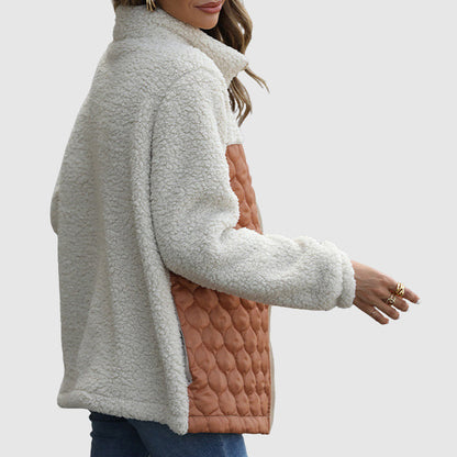 Quilted Plush Patchwork Women’s Winter Jacket