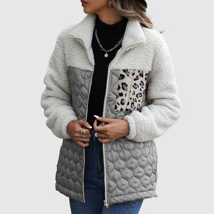 Quilted Plush Patchwork Women’s Winter Jacket