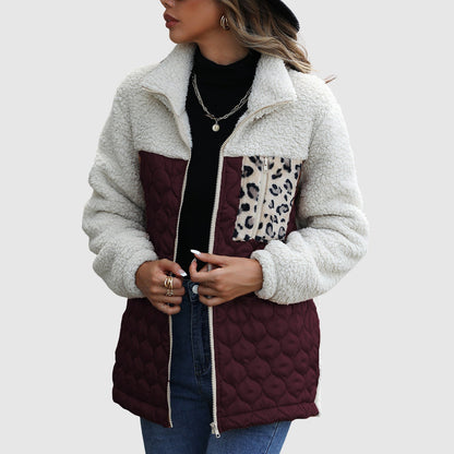 Quilted Plush Patchwork Women’s Winter Jacket