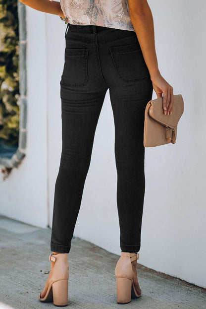 Retro Button Fly Skinny Jeans