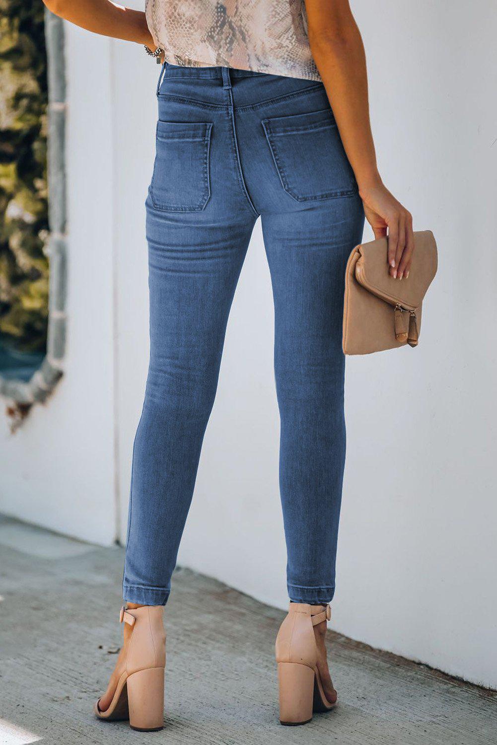 Retro Button Fly Skinny Jeans