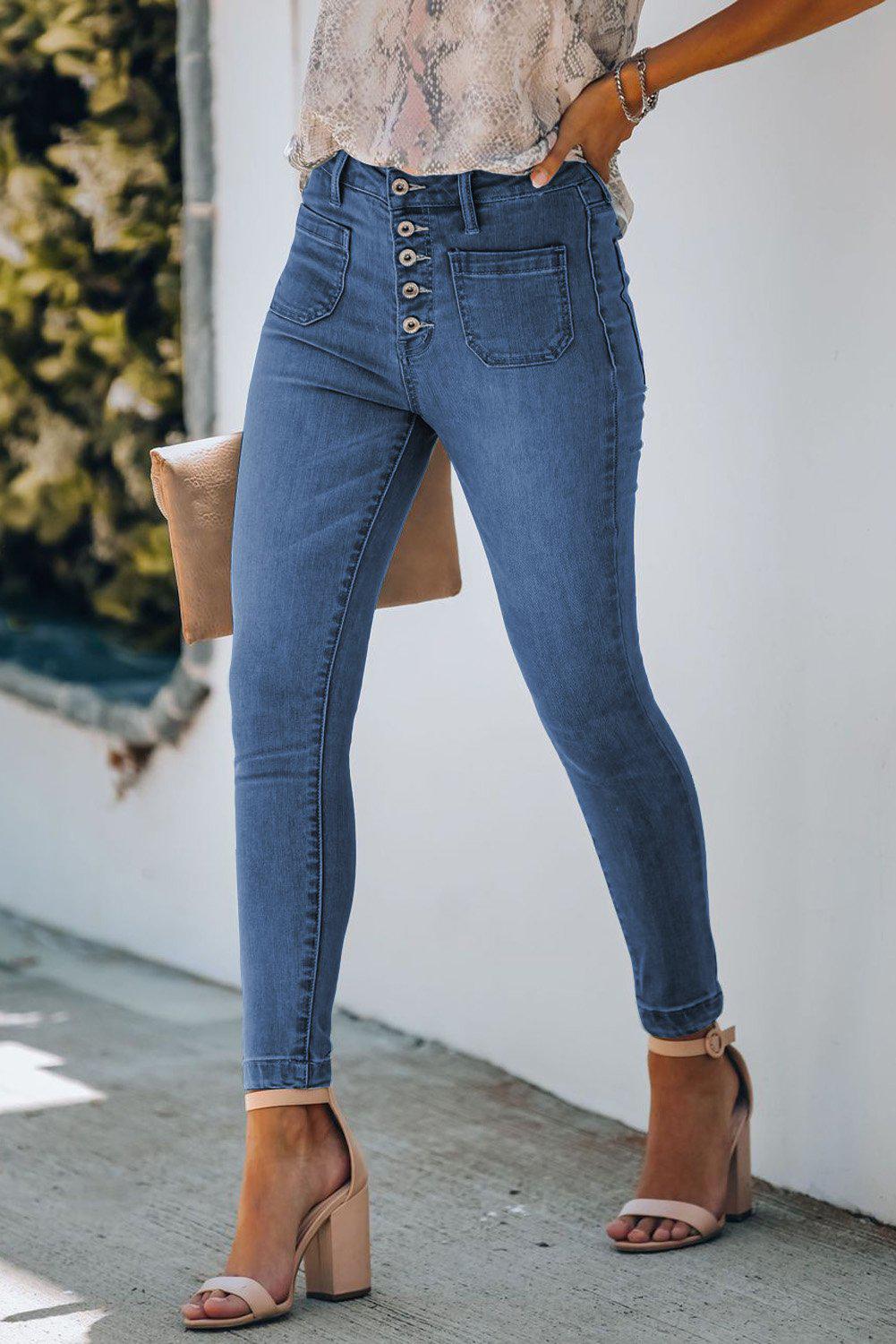 Retro Button Fly Skinny Jeans