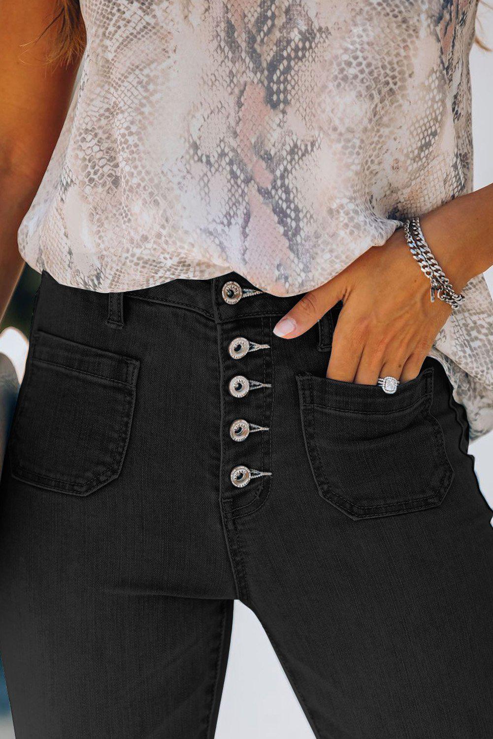 Retro Button Fly Skinny Jeans