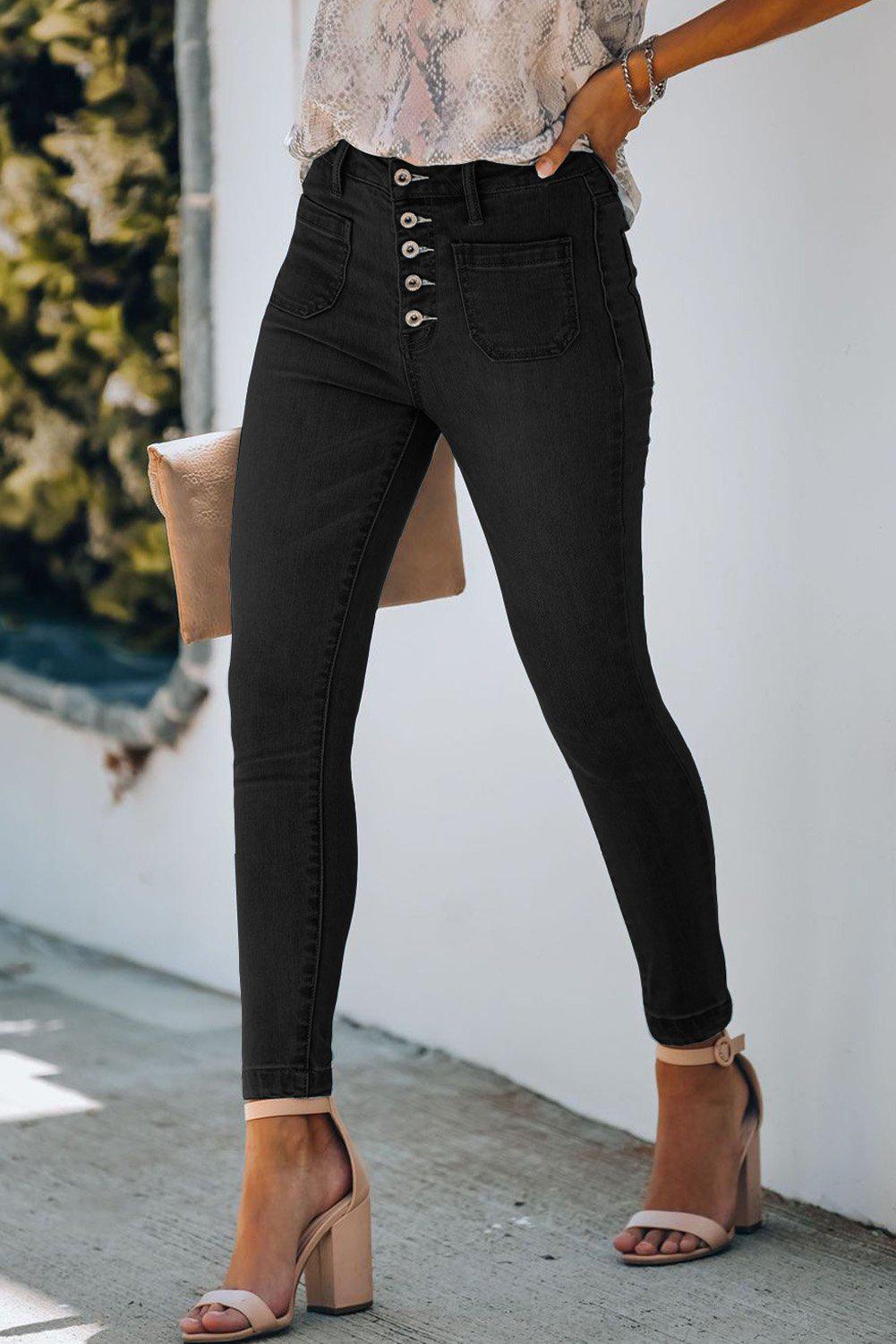 Retro Button Fly Skinny Jeans