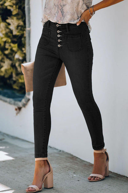 Retro Button Fly Skinny Jeans