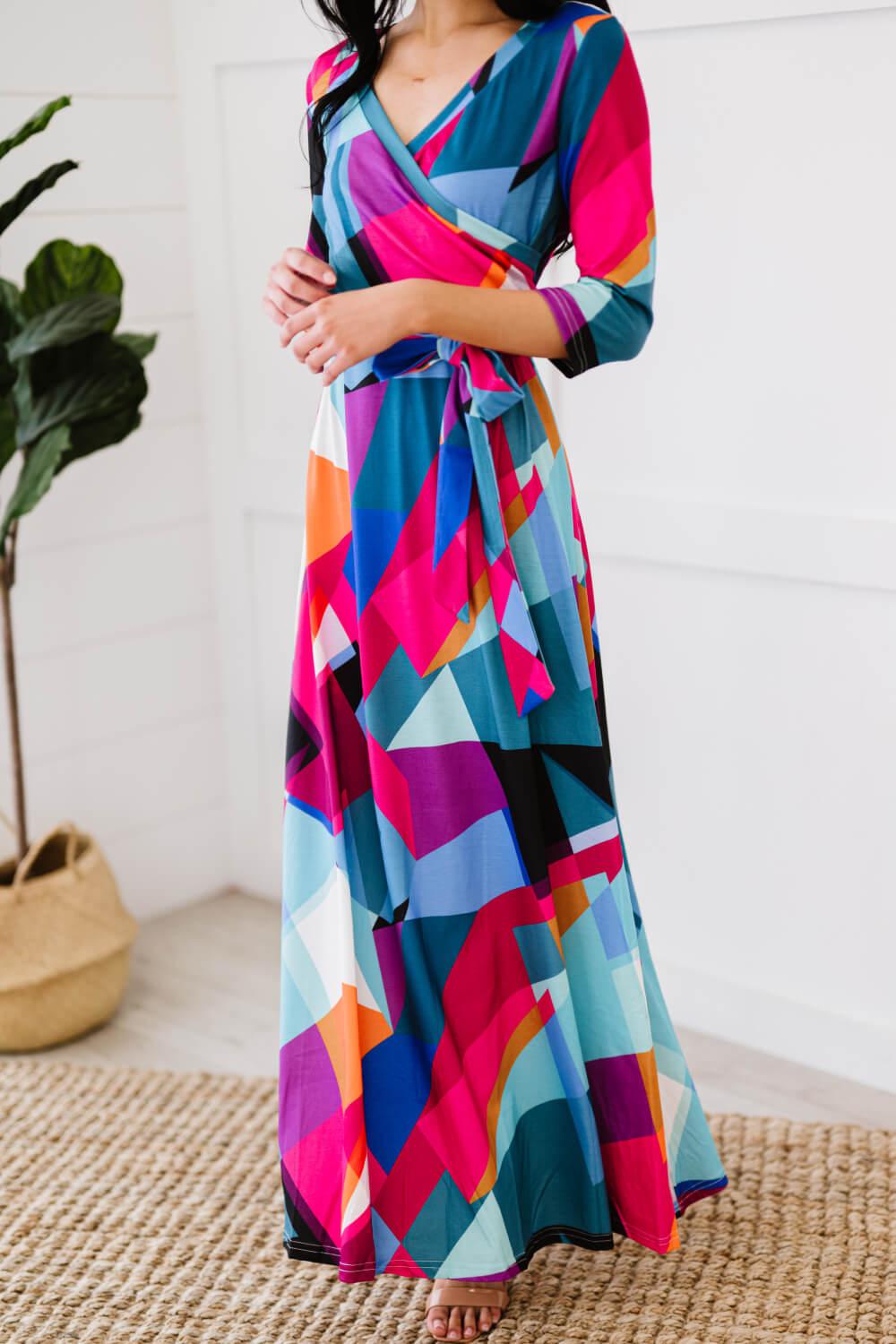 Blue Zone Planet | Retro Shapeshifter Geometric Maxi Dress