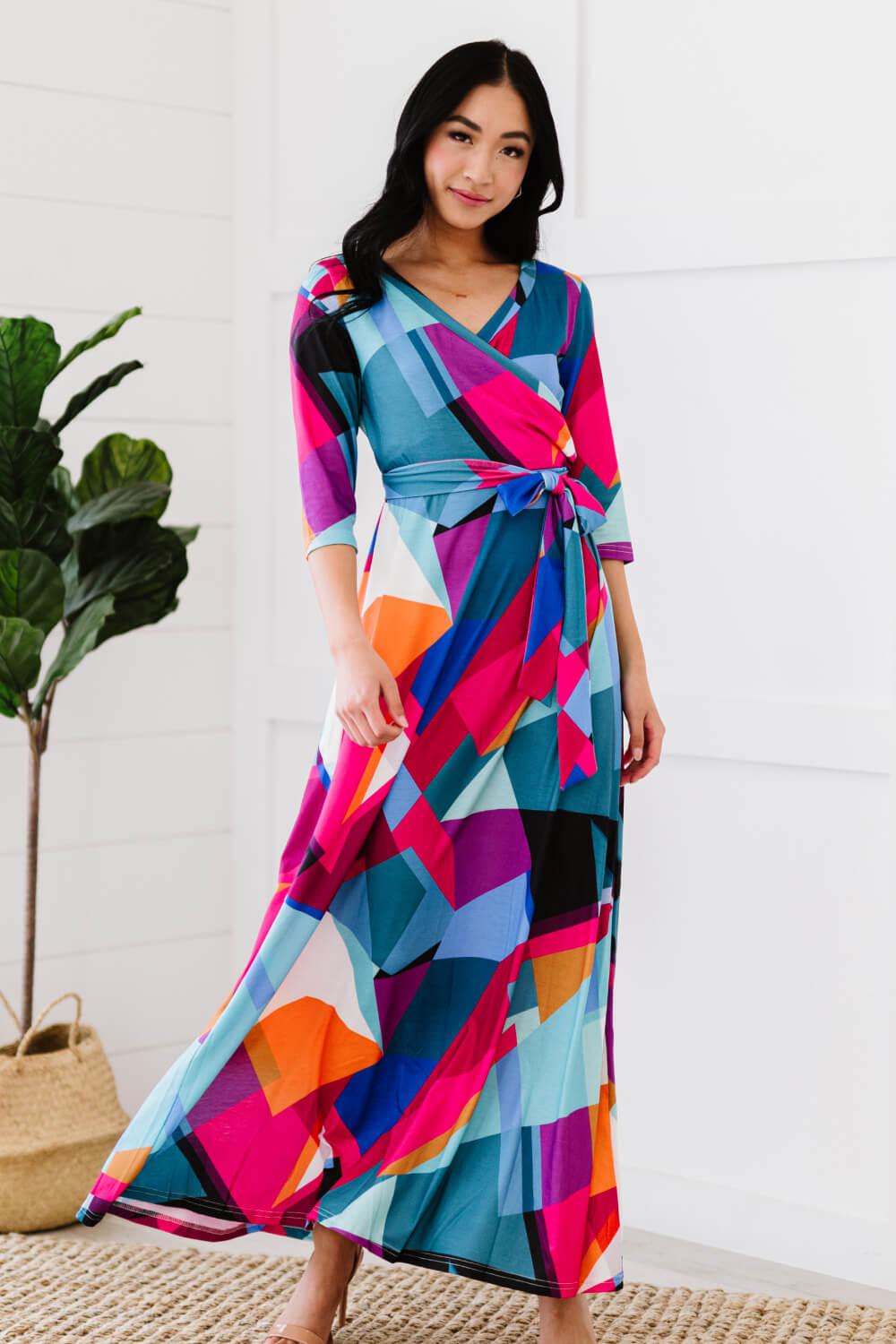 Blue Zone Planet | Retro Shapeshifter Geometric Maxi Dress