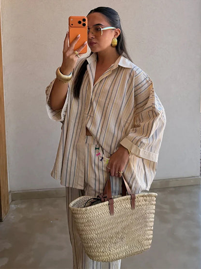 Fabienne Striped Pants Set