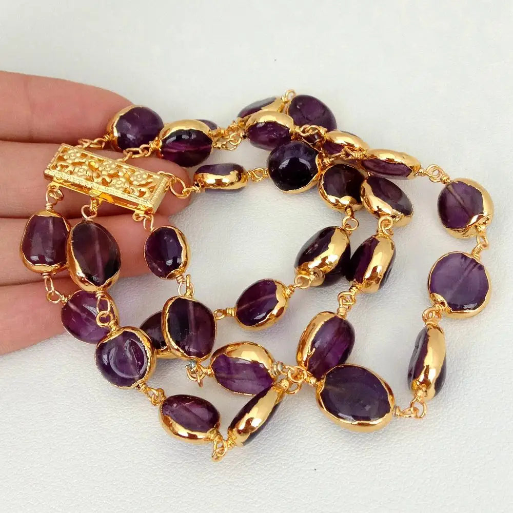 Natural Amethyst Oval Wrap Bracelet