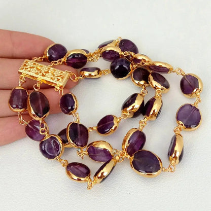 Natural Amethyst Oval Wrap Bracelet