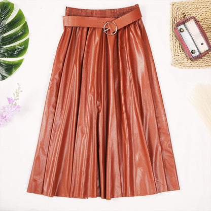 Ginger Classic Faux Leather Long Skirt
