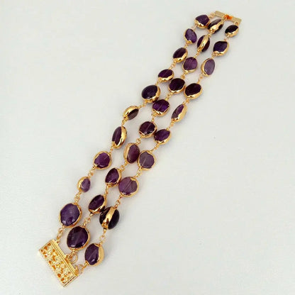 Natural Amethyst Oval Wrap Bracelet