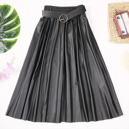 Ginger Classic Faux Leather Long Skirt