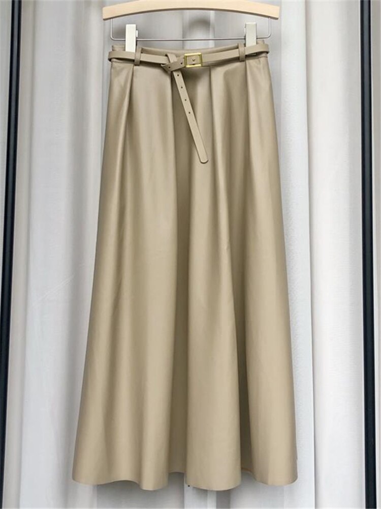 Ginger Classic Faux Leather Long Skirt