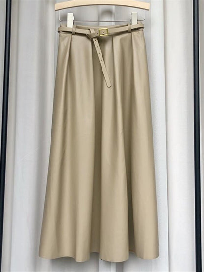 Ginger Classic Faux Leather Long Skirt