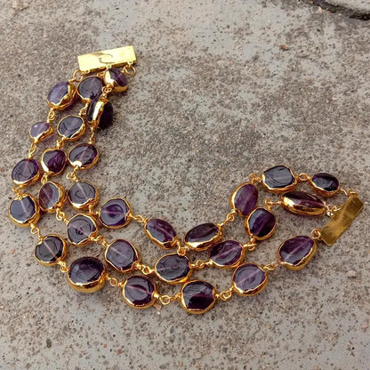 Natural Amethyst Oval Wrap Bracelet