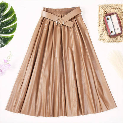 Ginger Classic Faux Leather Long Skirt