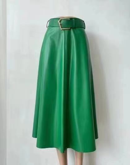 Ginger Classic Faux Leather Long Skirt