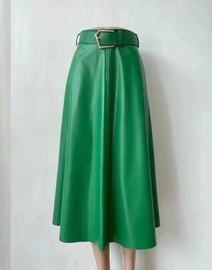 Ginger Classic Faux Leather Long Skirt