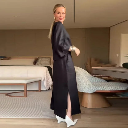 Ensemble deux pièces pour femme, chemisier et jupe, couleur unie