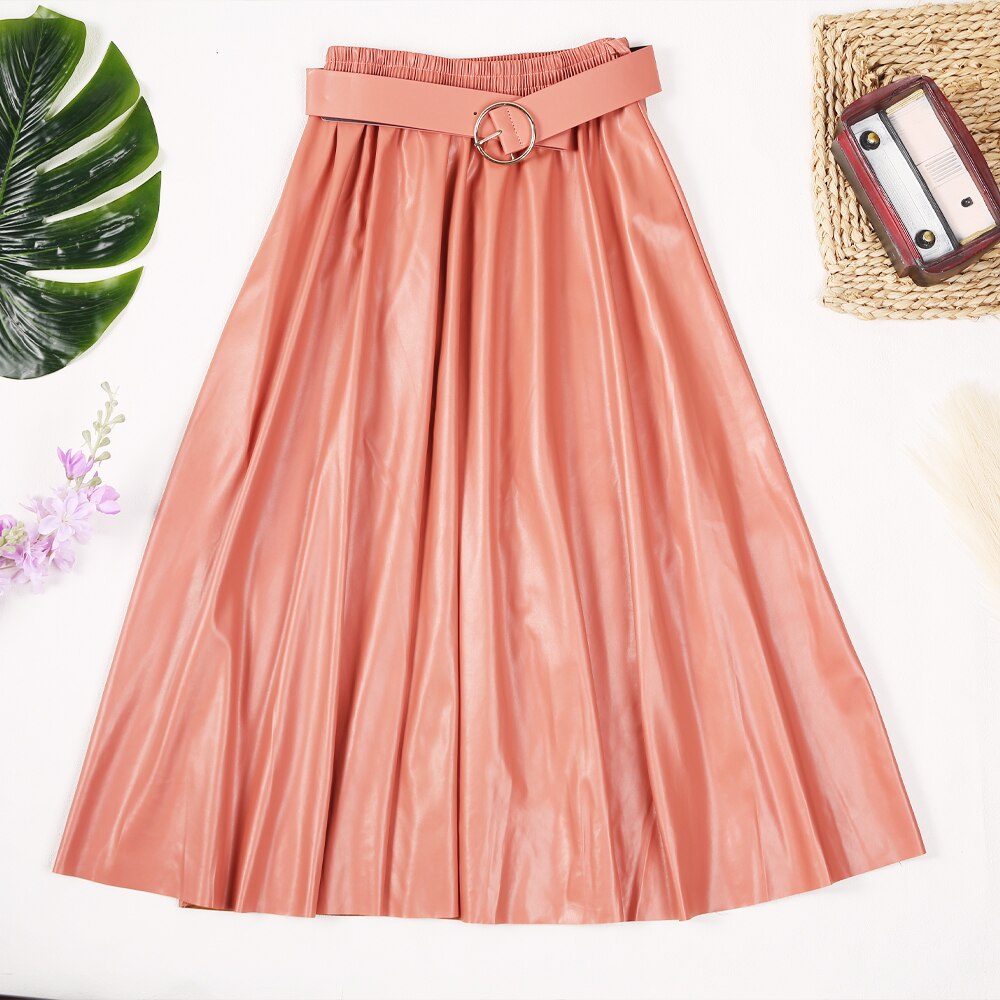 Ginger Classic Faux Leather Long Skirt