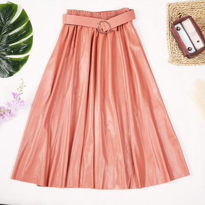 Ginger Classic Faux Leather Long Skirt