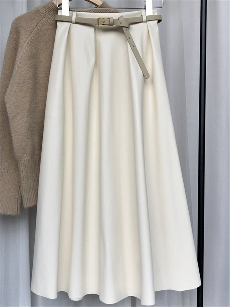 Ginger Classic Faux Leather Long Skirt