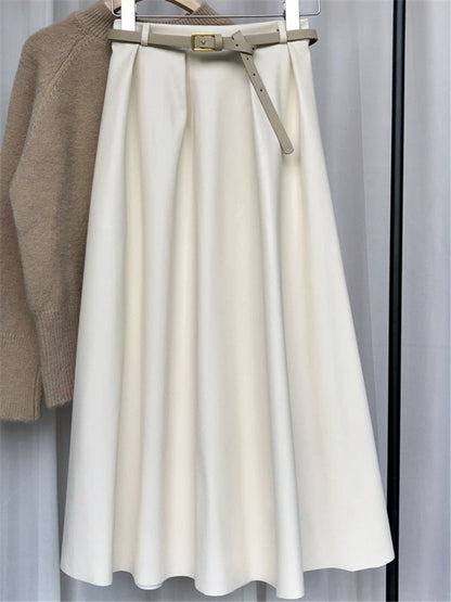 Ginger Classic Faux Leather Long Skirt