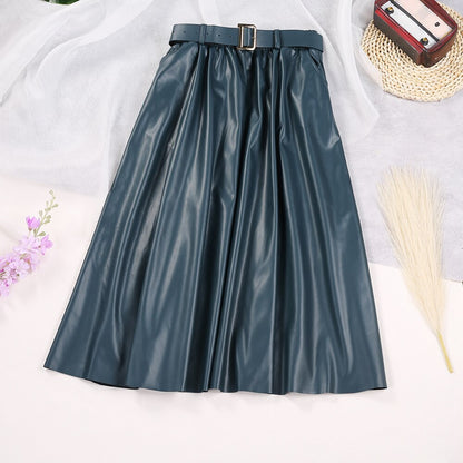 Ginger Classic Faux Leather Long Skirt