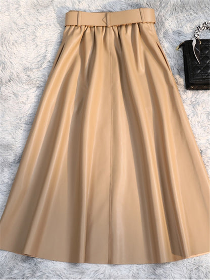 Ginger Classic Faux Leather Long Skirt